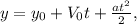 y = y_0 + V_0t + \frac{at^2}{2},