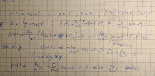 Частица массой m движется под действием f=f0coswt, где f0 и w - некоторые постоянные величины. опред