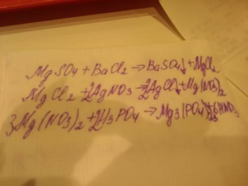 Mgso4-mgcl2-mg(no3)2-mg3(po4)2 осуществите превращение.