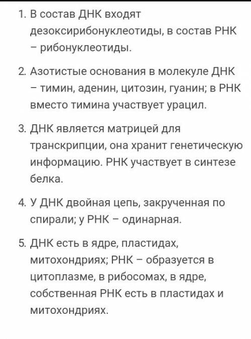 Чем отличается запись молекулы днк от записи молекулы рнк?