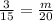 \frac{3}{15} = \frac{m}{20}