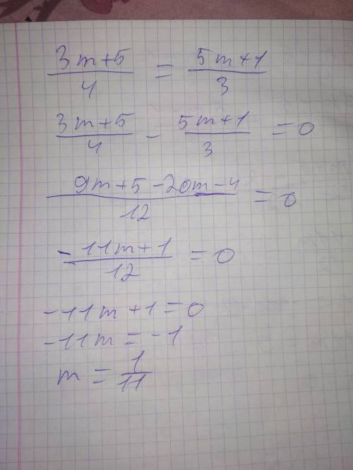 Найдите корень уравнения, и объясните что и как делать и как решать. 3m+5 5m+1 = 4 3