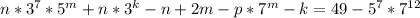 n*3^7*5^m+n*3^k-n+2m-p*7^m-k=49-5^7*7^{12}