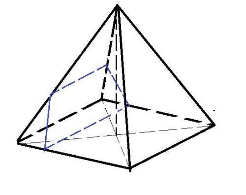 Построить сечение 4-угольной пирамиды, если плоскость проходит через точку бокового ребра параллельн