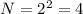 N=2^{2}=4