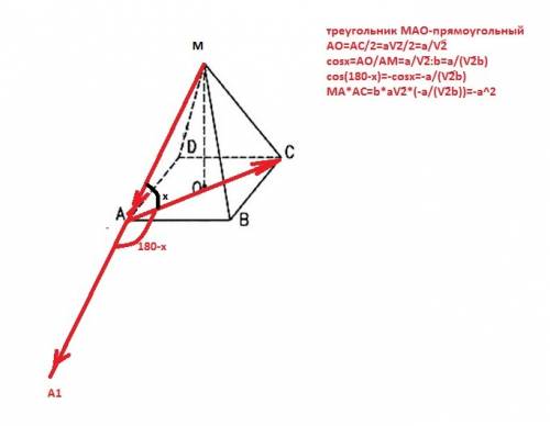 Много в основании пирамиды mabcd лежит квадрат abcd со стороной, равной a.боковое ребро пирамиды рав