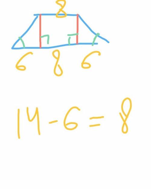 Найдите меньшее основание равнобедренной трапеции, если высота делит большее основание на отрезки 6с