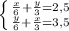 \left \{ {{\frac{x}{6}+\frac{y}{3}=2,5} \atop {\frac{y}{6}+\frac{x}{3}=3,5}} \right.