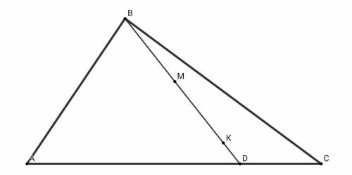 Решить ! в треугольнике со сторонами bc= 8 см,ac=12 см,ab=7 см. точка d делит сторону ac в отношени