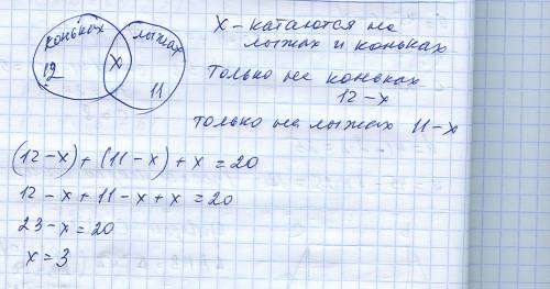 Вклассе20 человек из них11 человек катаются на лыжах 12 на коньках сколько человек катаются и на лыж