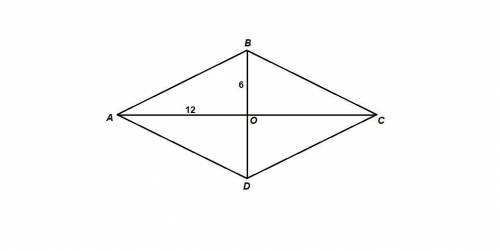 Диагонали ромба пересекаются в точке о и равны 12 и 24,найти периметр ромба и периметер одного из по