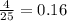 \frac{4}{25} = 0.16