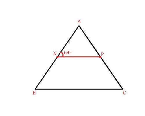 Дан треугольник авс, n-середина стороны ав, р-середина стороны ас, < anp=64*. найдите угол в