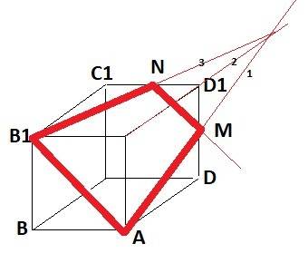 Зобразіть куб abcda1b1c1d1. позначьте точку m середина ребра dd1 побудуйте переріз куба площиною, як