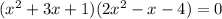 (x^2+3x+1)(2x^2-x-4)=0