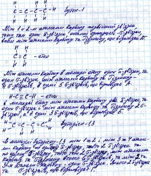 Установите соответствие между названиями углеводородов (1-4) и количеством π- и σ-связей (а-д): 1- б