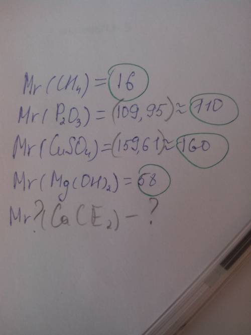 Рассчитать mr-, ch4, p2o3, cu so4 mg(oh) 2 cace2