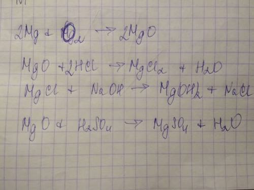 Рио и овр mg→mgo→mgcl2→mg(oh)2 mgo→mgso4