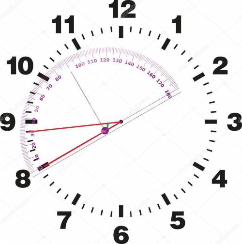 Часы показывают 8 часов и 48 минут угол между стрелками тупой или острый?
