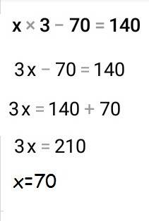 96-(34+х)=21 х×3-70=140 решить уравнение