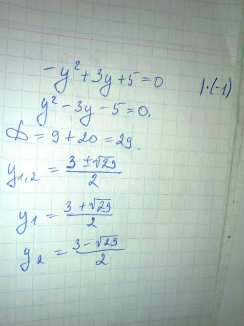 Y^2+3y+5=0 решить , через дискриминант