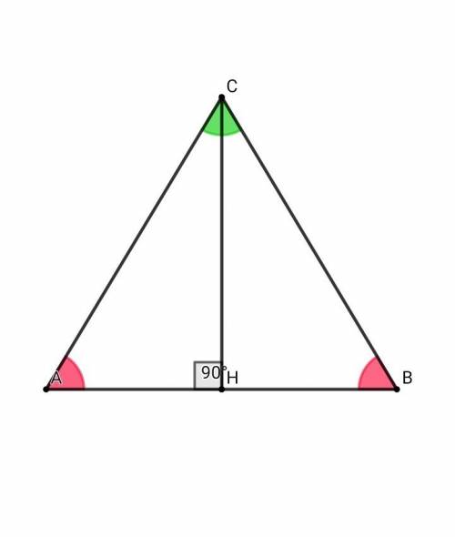 Вравнобедренном треугольнике abc (ac=bc) боковые стороны равны 6,высота,опущенная на основание,равна