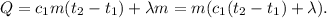 Q = c_{1}m(t_2 - t_1) + \lambda m = m(c_{1}(t_2 - t_1) + \lambda).