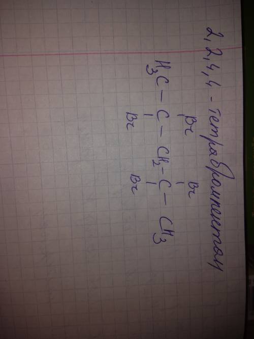 Структурная формула 2,2,4,4 тетробромпентан