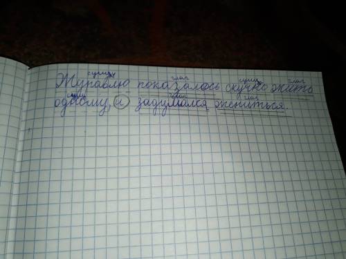 Разбор по членам предложения. журавлю показалось скучно жить одному , и задумался жениться.