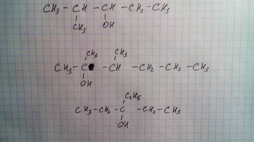 Написать структурные молекулы спиртов с такими названиями: 2-метилпентан-3-ол 2,3-диметилгексан -2-о