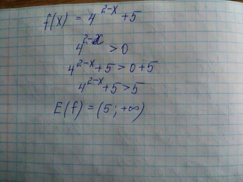 Найдите область значений функций. f(x)=4^(2-x) +5