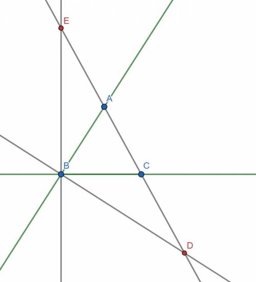 Через точку b проведены 4 прямые так, что ab перпендикулярно bd, be перпендикулярно bc, и проведена