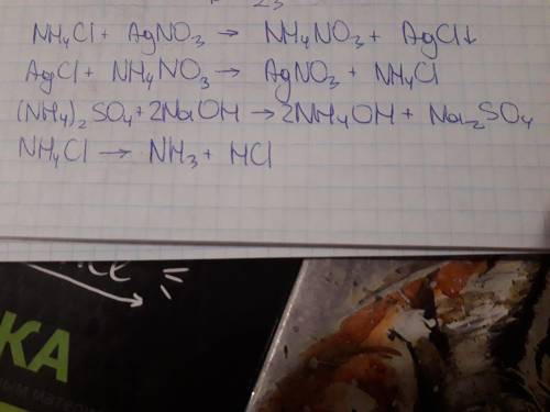 Nh4cl+agno3-> agcl+nh4no-> (nh4)2so4+naoh-> nh4cl->