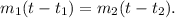 m_1(t - t_1) = m_2(t - t_2).