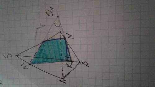 Постройте сечение пирамиды sabc плоскостью, проходящей через точки m, k и n, принадлежащие соответст