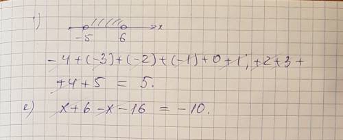 1. найдите сумму всех целых чисел от -5 до 6. 2. выражение : х+6-x-16