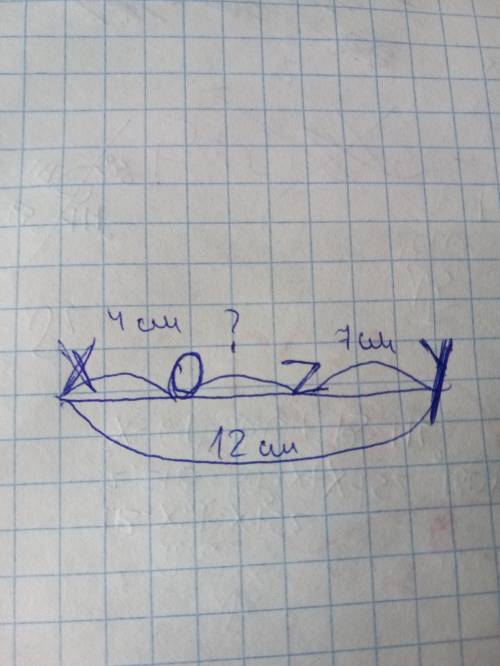 На прямой отмечены точки x, y, z, o. расстояние между ними такие xy=12 см, yz=7 см, xo=4 см. какие т