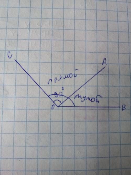 Какой угол называют острым , а какой - тупым ? начертите острый угол аов . проведите луч ос так , чт