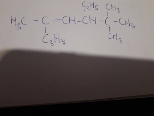 Написати структурну формулу вуглеводнів а) 4 етил-5, 5диметил-2пропін гекс2ен