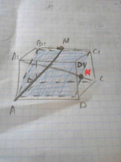 Дан куб abcda1b1c1d1 с основанием abcd и боковыми ребрами аа1 , bb1 , cc1 , dd1 , точка m - cередина