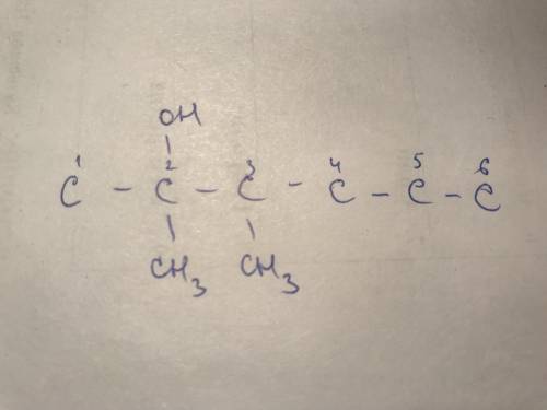 Записать структурную формулу, 2,3-диметилгексан-2-ол