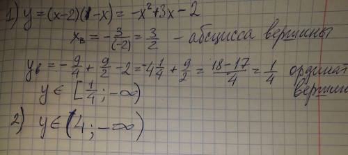 1.указать множество значений функции y = (х -2)(1-х) 2. указать множество значений функции y = 4 − 3