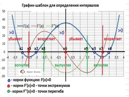 Исследовать функцию и построить её график f(x) = x^2-1/4x^4