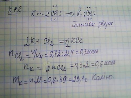 Запишите схему образования связи для калий - хлорида. найдите массу калия, вступившего в реакцию с х