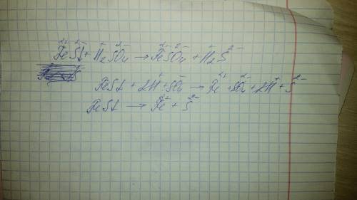 Напишите полное и сокращенное ионное уравнение: fes + h2so4 ➡️ feso4 + h2s