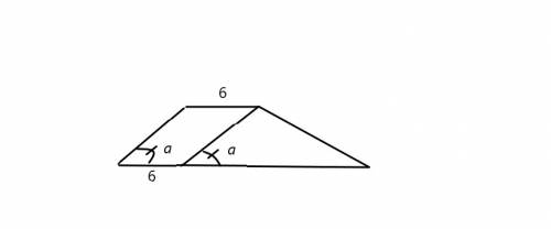Трапеция состоит из параллелограмма и треугольника, площади которых равны. найдите большее основание