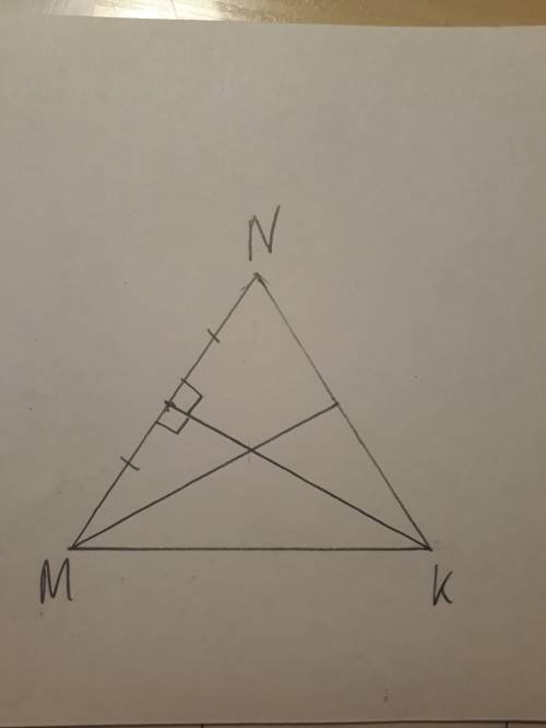 Начертите равнобедренный остроугольный треугольник mnk с основанием mk и острым углом n.с циркуля и