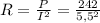 R=\frac{P}{I^{2} }=\frac{242}{5,5^{2} }