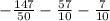 - \frac{147}{50} - \frac{57}{10} - \frac{7}{10}