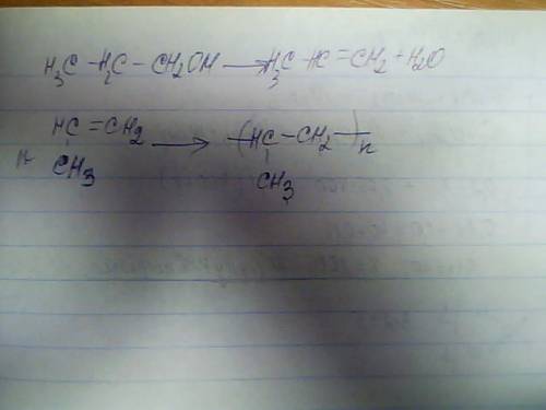 Напишите в структурном виде получение c3h6 из c3h7oh и полимеризация c3h6